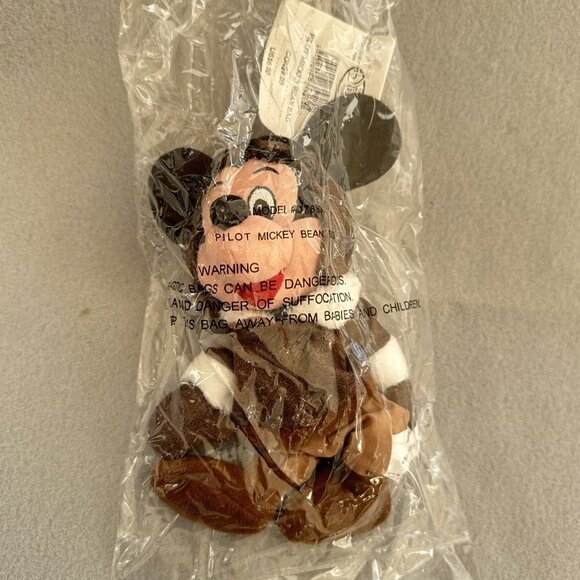 Pilot Mickey Mouse The Disney Store Bean Bag 8" Plush Stuffed Toy In Costume - Picture 2 of 5